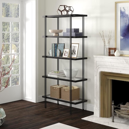 Hudson & Canal 68 in. Inez Tall Rectangular Bookcase, Blackened Bronze BK1339